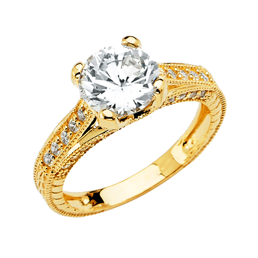 14K Yellow Gold CZ Engagement Ring
