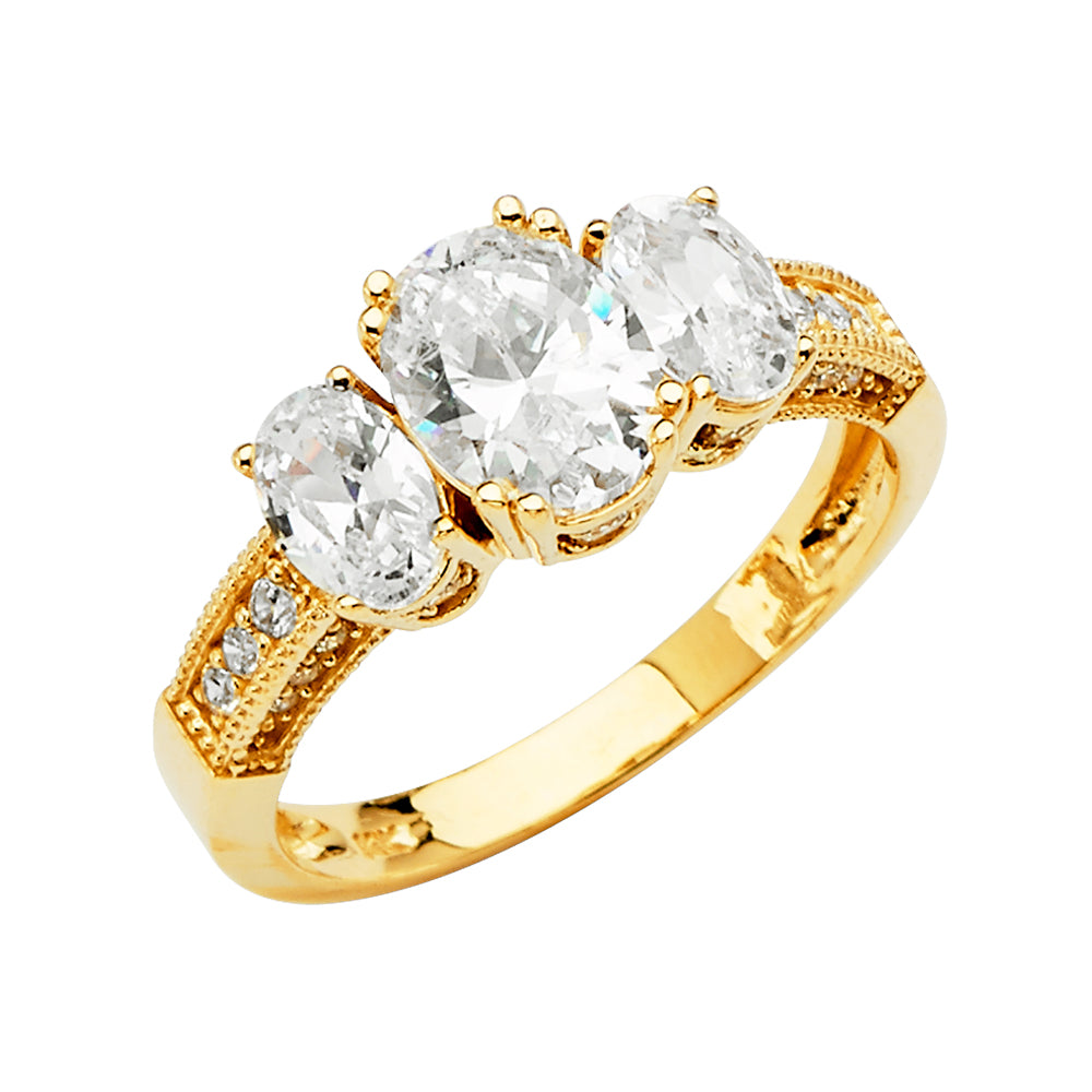 14K Yellow Gold CZ Engagement Ring
