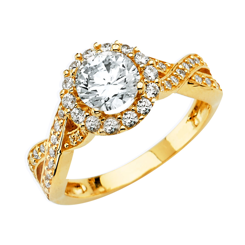14K Yellow Gold CZ Engagement Ring