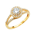 14K Yellow Gold CZ Engagement Ring
