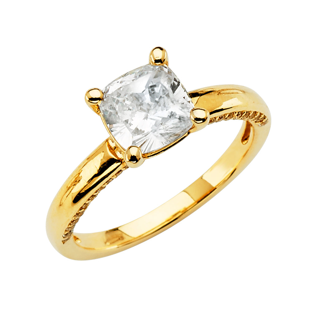 14K Yellow Gold CZ Engagement Ring