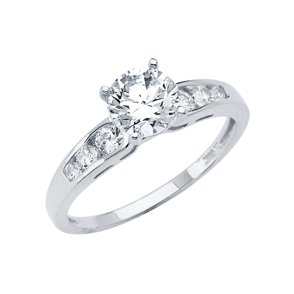 14K White Gold CZ Engagement Ring