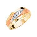 14K Yellow White Rose Goldolor Men'S CZ Wedding Band / Trio Set