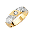 14K Two Tone Goldone Men'S CZ Wedding Band / Trio Set