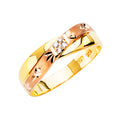 14K Yellow White Rose Goldolor Men'S CZ Wedding Band / Trio Set