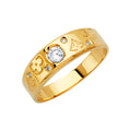 14K Yellow Gold Men'S CZ Wedding Band / Trio Set