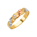 14K Yellow White Rose Goldolor Men'S CZ Wedding Band / Trio Set