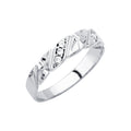 14K White Gold Men'S CZ Wedding Band / Trio Set