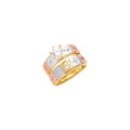 14K Yellow White Rose Gold CZ Engagement Ring / Trio Set