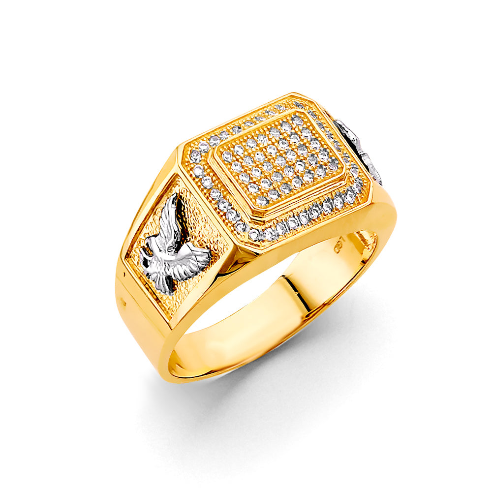 14K Two Tone Gold Men'S CZ Ring