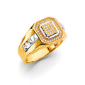 14K Two Tone Gold Men'S CZ Ring