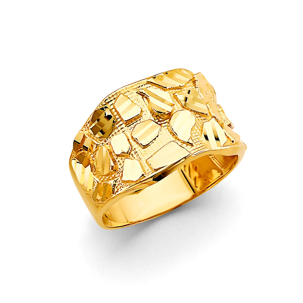14K Yellow Gold Nugget Men'S Ring