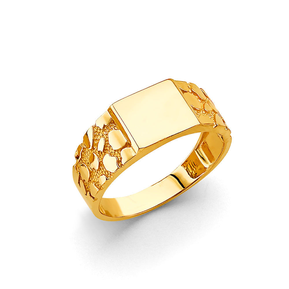 14K Yellow Gold Nugget Men'S Ring