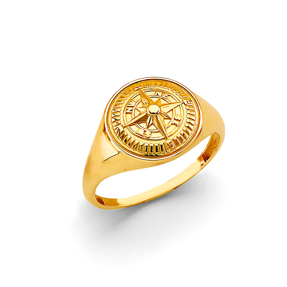 14K Yellow Gold Compass Men'S Ring