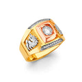 14K Yellow White Rose Gold Men'S CZ Ring