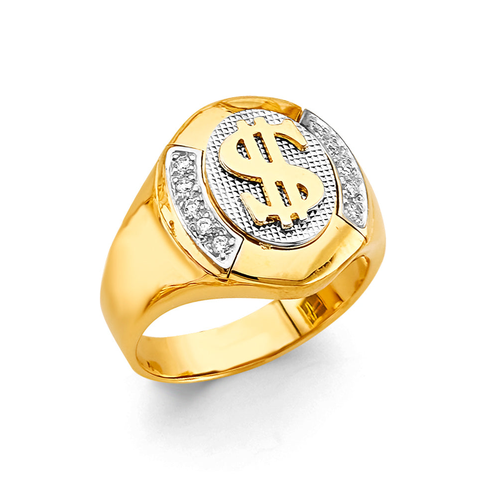 14K Two Tone Gold Men'S CZ Ring