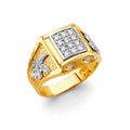 14K Two Tone Gold Men'S CZ Ring