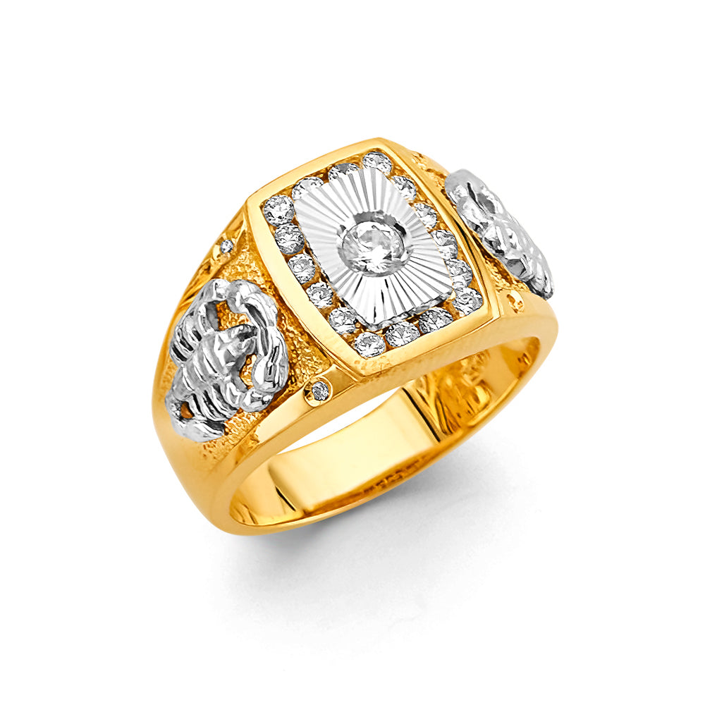 14K Two Tone Gold Men'S CZ Ring