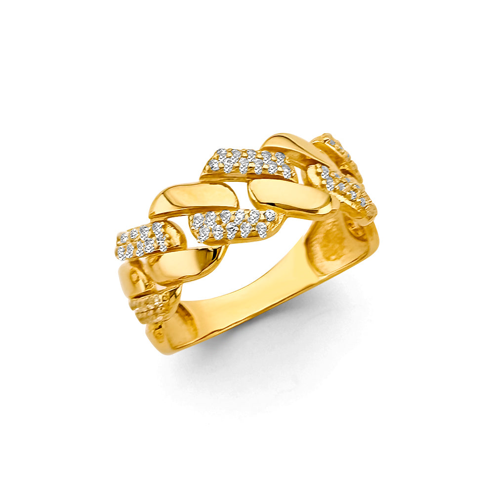 14K Yellow Gold CZ Link Style Ring