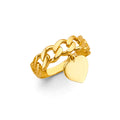 14K Yellow Gold Hanging Heart Link Style Ring