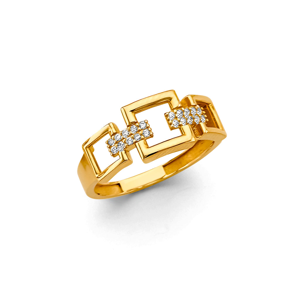 14K Yellow Gold Fancy CZ Ring