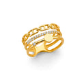 14K Yellow Gold 3 Line Fancy CZ Ring