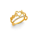 14K Yellow Gold 2 Line Fancy CZ Ring
