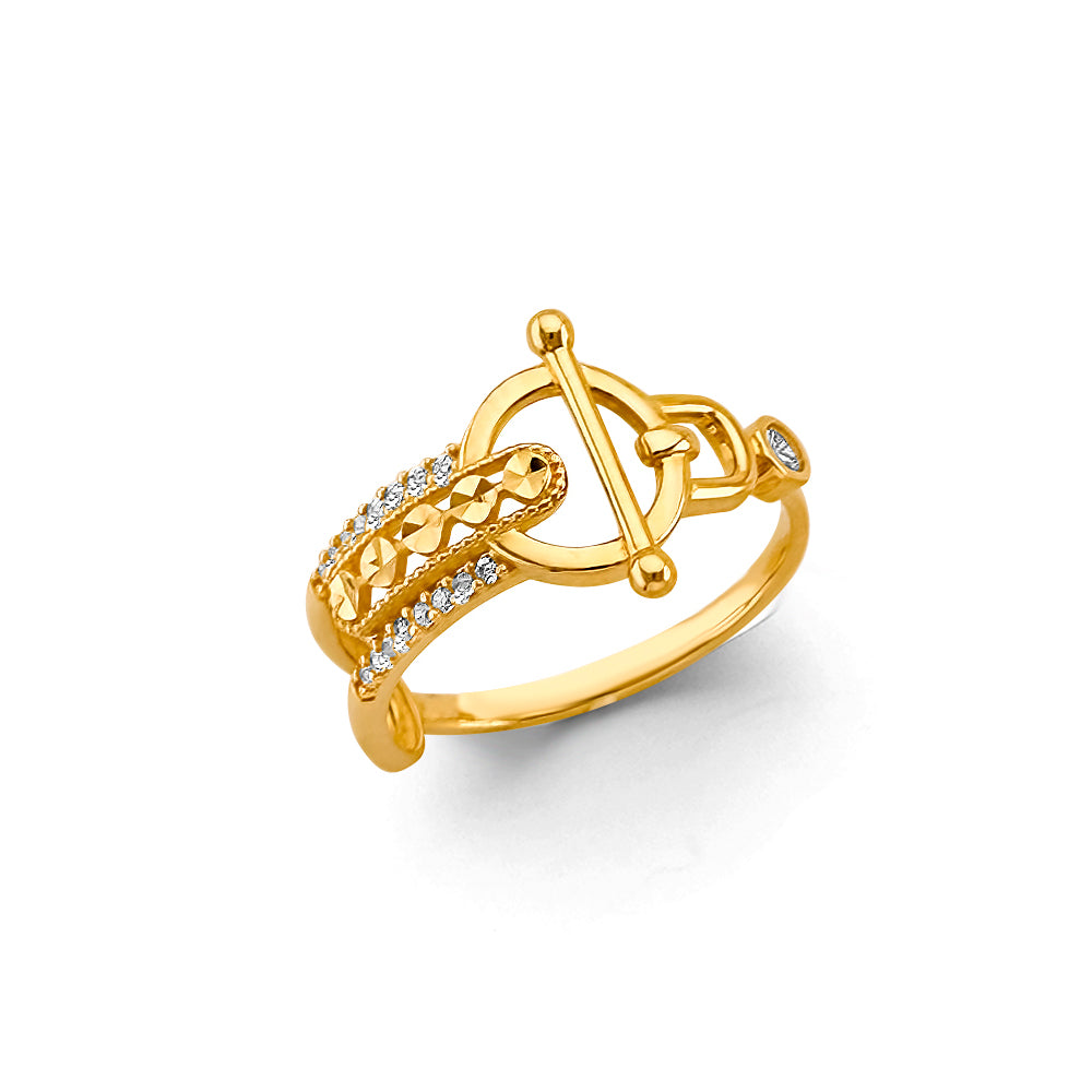 14K Yellow Gold Fancy CZ Ring