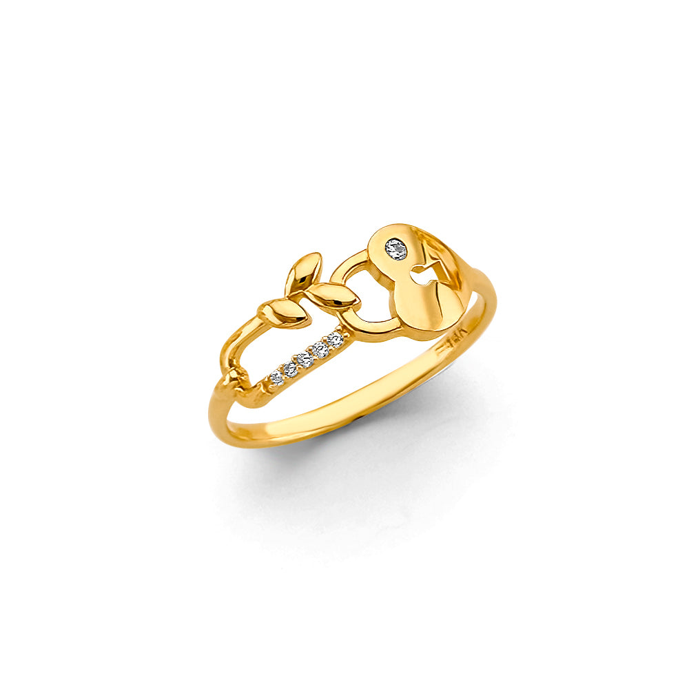14K Yellow Gold Fancy CZ Ring