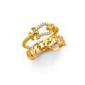 14K Yellow Gold 2 Line Fancy CZ Ring