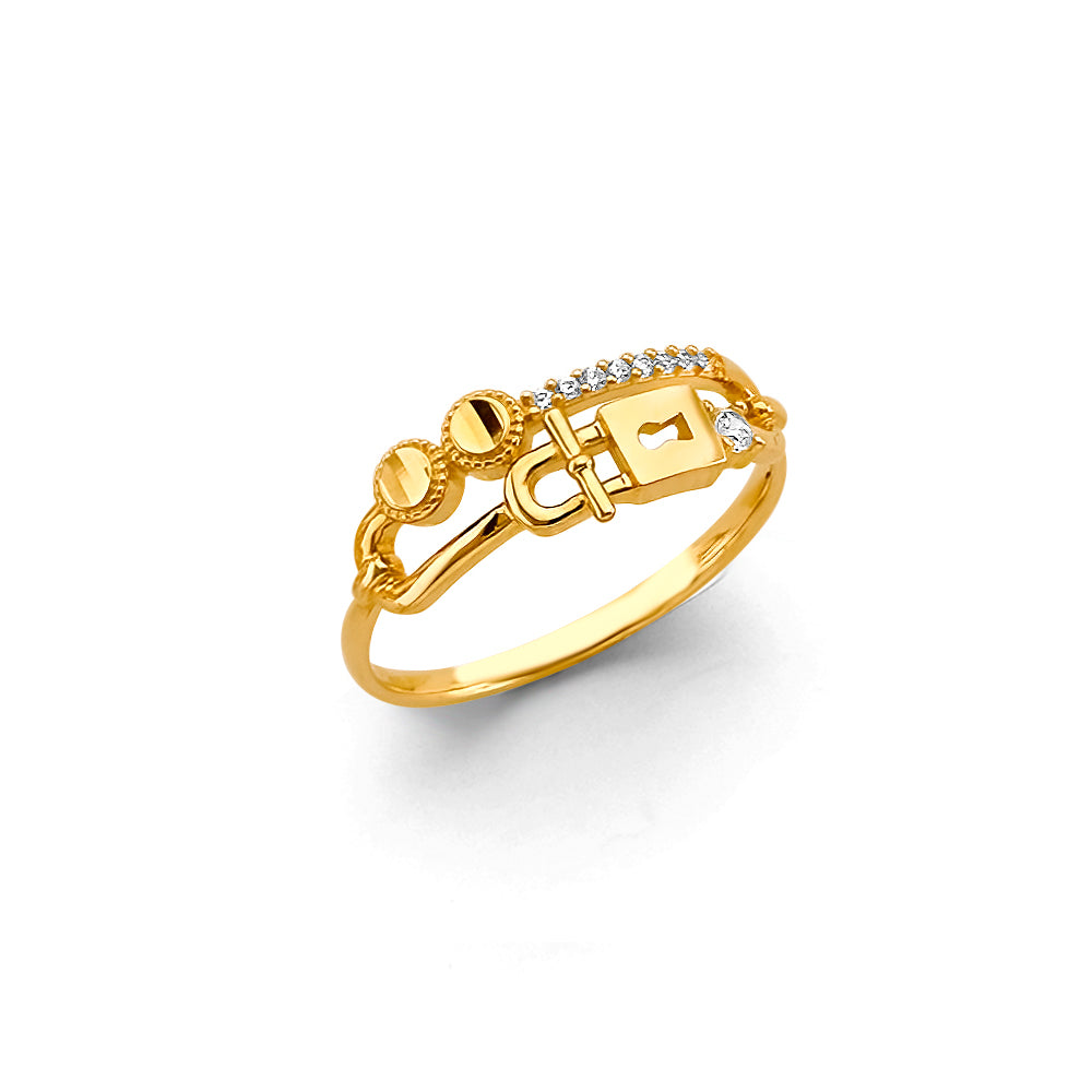14K Yellow Gold Fancy CZ Ring