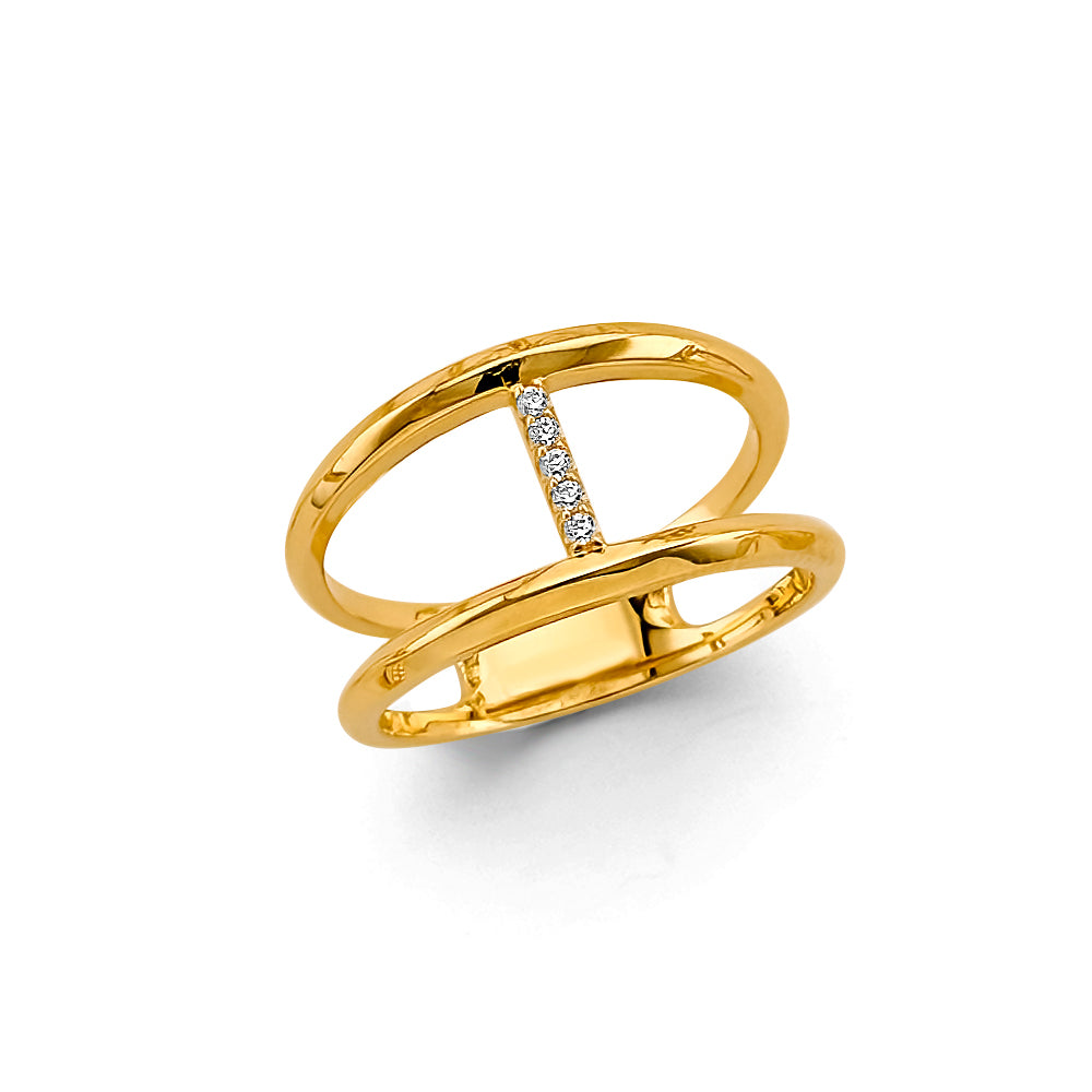 14K Yellow Gold Fancy CZ Ring