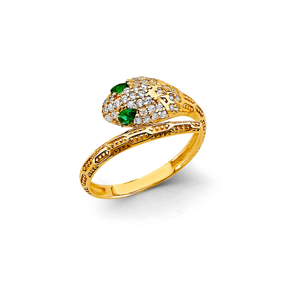 14K Yellow Gold CZ Snake Ring
