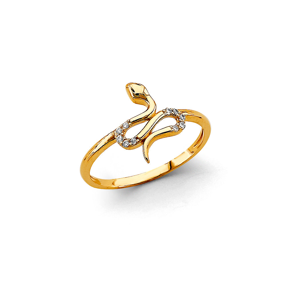 14K Yellow Gold CZ Snake Ring