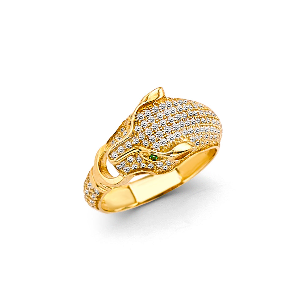 14K Two Tone Gold CZ Panther Ring