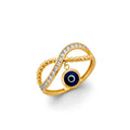 14K Yellow Gold Hanging Evil Eye Ring