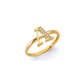 14K Yellow Gold CZ Initial Ring (Letter A - Z)
