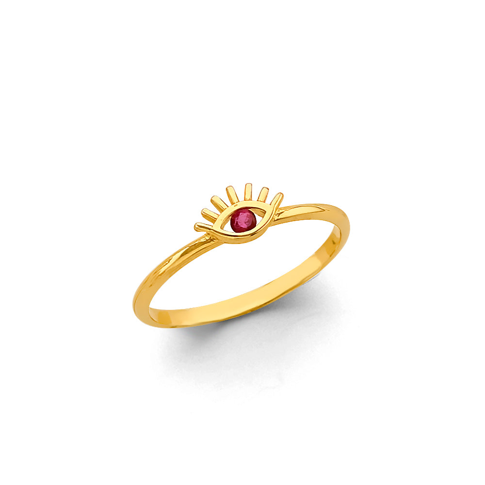 14K Yellow Gold Evil Eye Ring