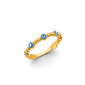 14K Yellow Gold L-Blue Evil Eye Ring