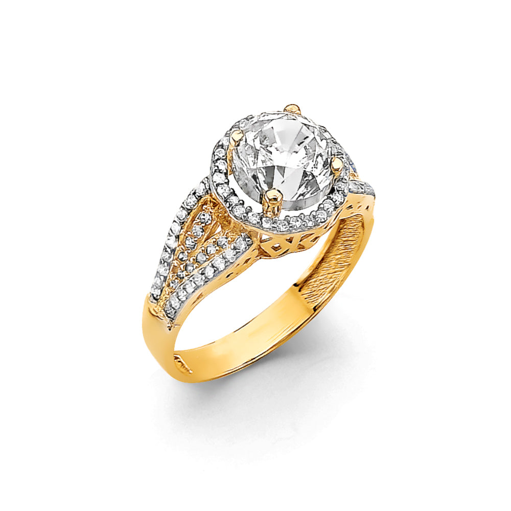 14K Yellow Gold CZ Engagement Ring