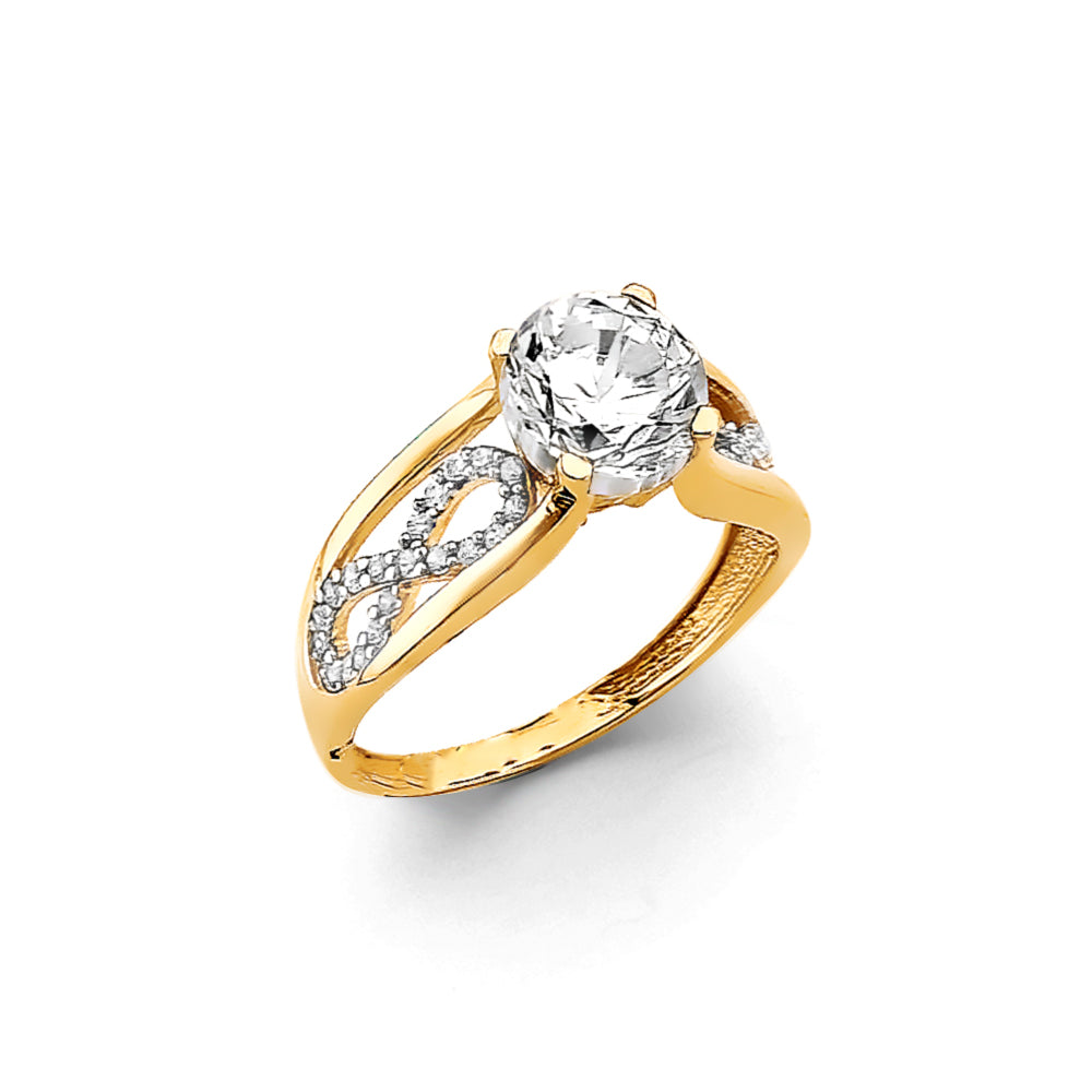 14K Yellow Gold CZ Engagement Ring