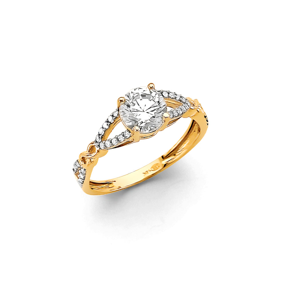 14K Yellow Gold CZ Engagement Ring