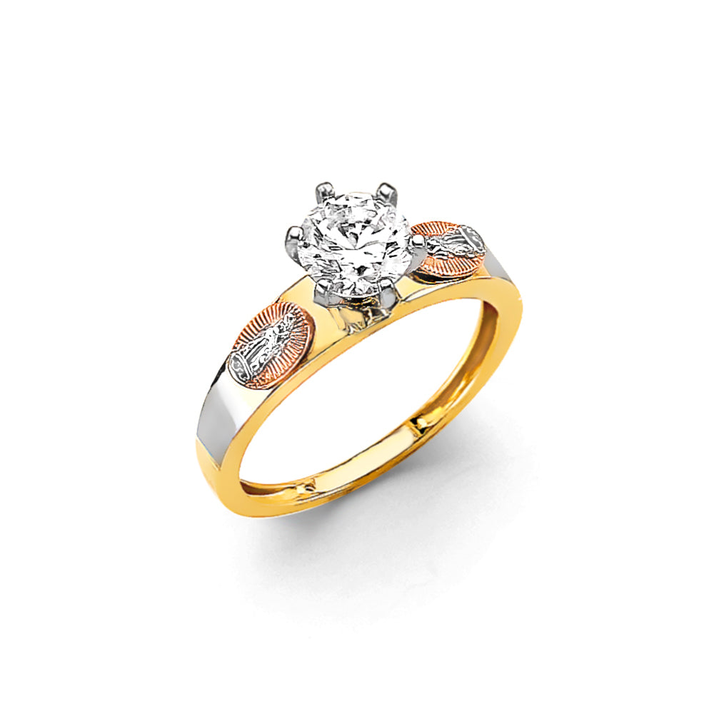 14K Yellow White Rose Gold CZ Engagement Ring