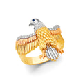 14K Yellow White Rose Gold Eagle Men'S CZ Ring