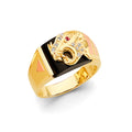 14K Yellow White Rose Gold Panther Men'S CZ Ring
