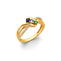 14K Yellow Gold CZ 3 Stone Month Ring
