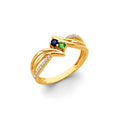 14K Yellow Gold CZ 2 Stone Month Ring