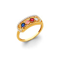 14K Yellow Gold CZ 4 Stone Month Ring