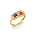 14K Yellow Gold CZ 3 Stone Month Ring