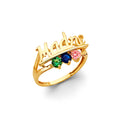 14K Yellow Gold CZ 3 Stone Mother'S Ring